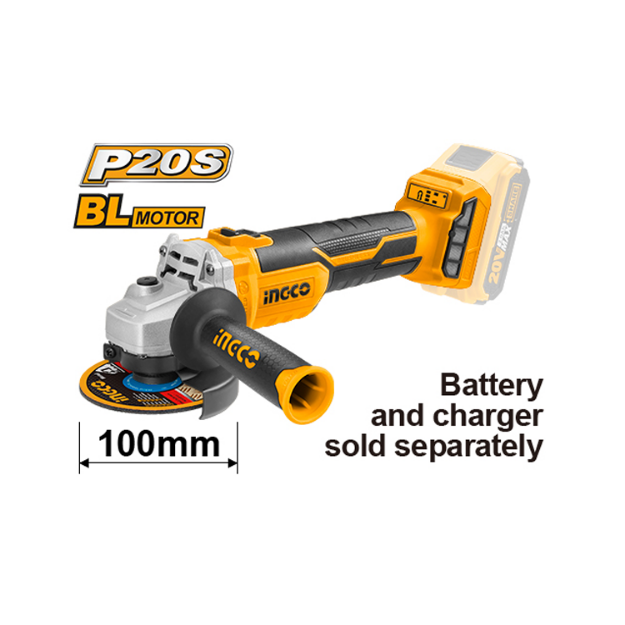 Ingco CAGLI1002 Lithium Ion Cordless 20V Battery Angle Grinder
