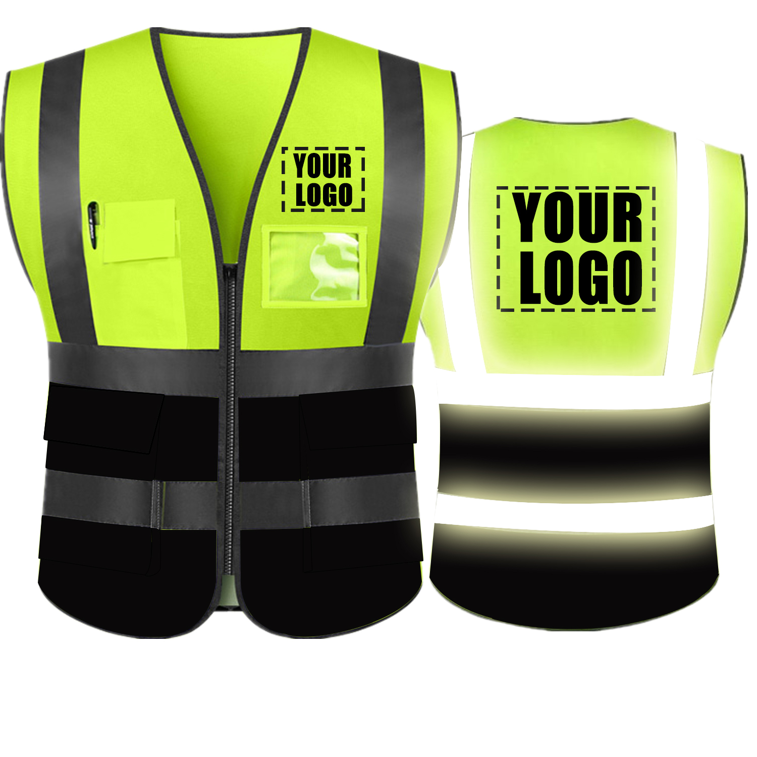Buy Reflective Safety Vest Yellow Black Mesh Jacket Breathable with ...