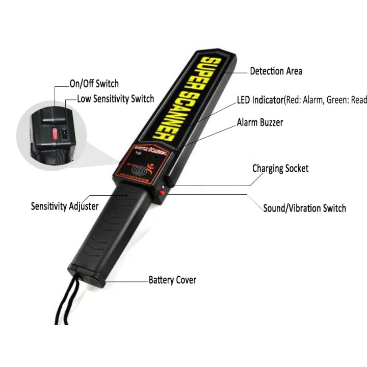 Buy Super Scanner Hand Held Metal Detector Portable Security Inspection ...
