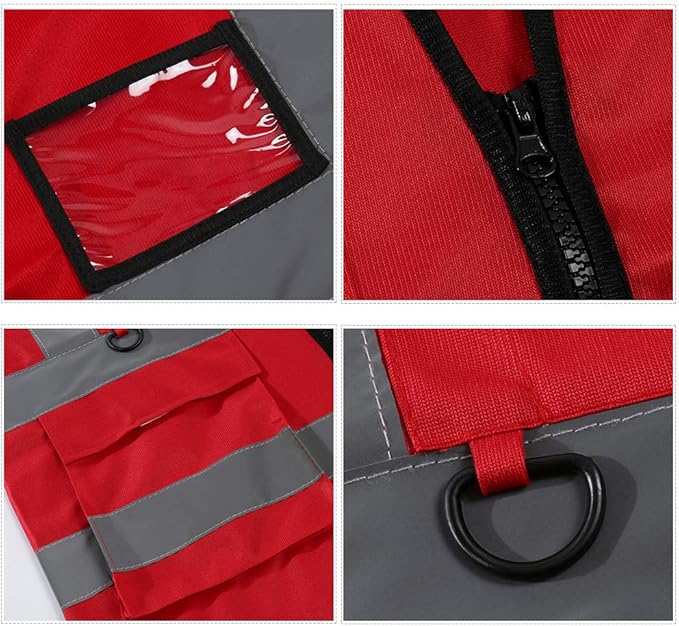 Buy 4 Pocket High Visibility Red 140 GSM Safety Vest with Reflective ...