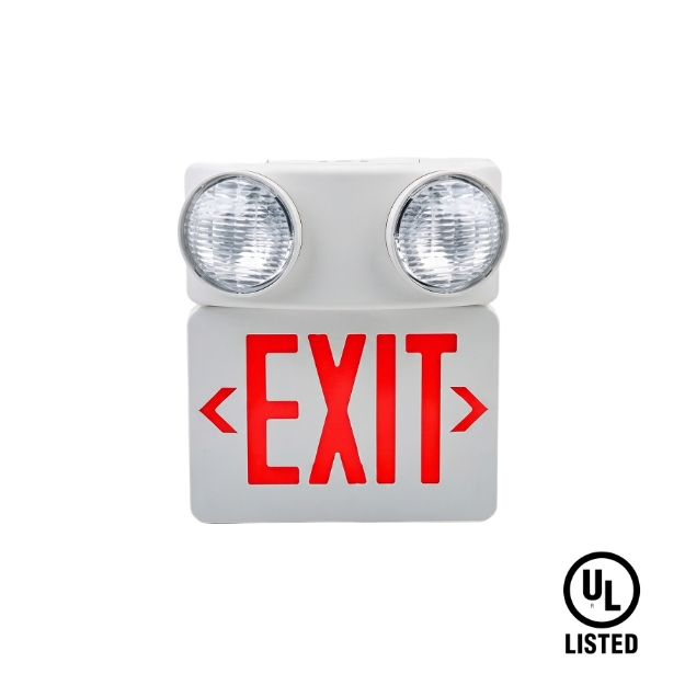 Red Color LED Combination Emergency Exit Light with Beam Light UL Listed Rechargeable Battery Backup 