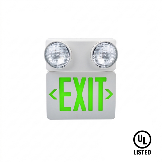 Green Color LED Combination Emergency Exit Light with Beam Light UL Listed Rechargeable Battery Backup 