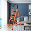 Heavy Duty Carbon Coated Steel Wide Steps Folding Ladder WITH ANTI SLIP RUBBER PADS