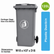 PB-120L Industrial Plastic Dustbin with Wheel