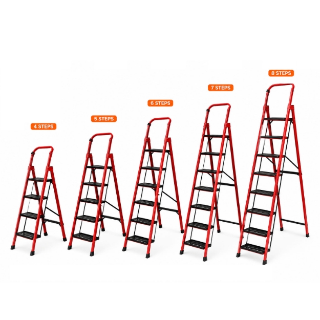 Heavy Duty Iron Folding Step Ladder Anti Slip Steps Strong A Type Design for Industrial Commercial